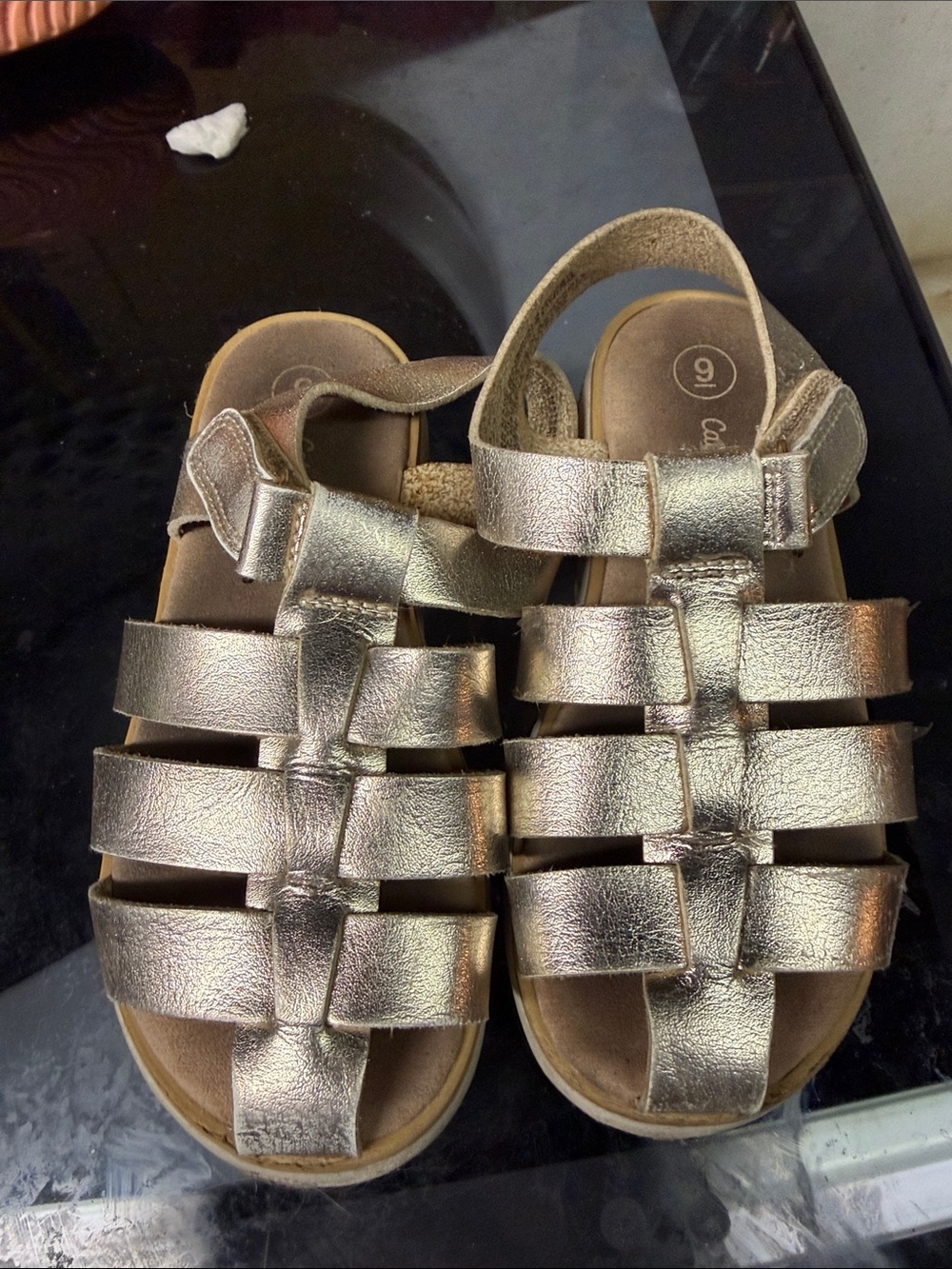 Cat & Jack Metallic Gold Strappy Fisherman Sandals